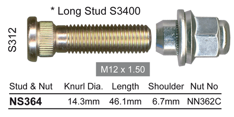 Stud & Nut NS364 - Nice Products | Universal Auto Spares