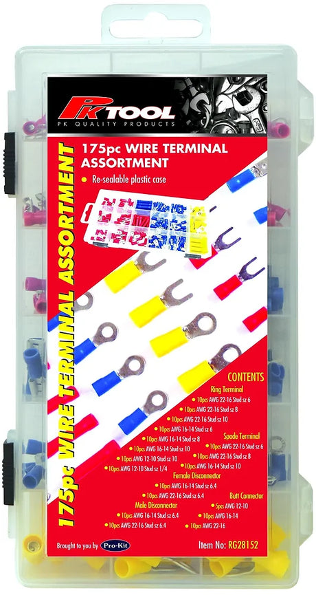 175 Piece Wire Terminal Assortment - PKTool | Universal Auto Spares