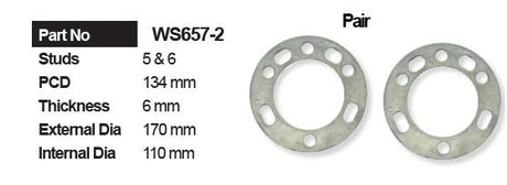 Wheel Spacer (2) WS657-2 - Nice Products | Universal Auto Spares