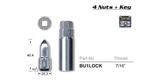 BULLET Lock (4) Nuts BU1LOCK - Nice Products | Universal Auto Spares
