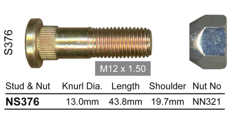 Stud & Nut NS376 - Nice Products | Universal Auto Spares