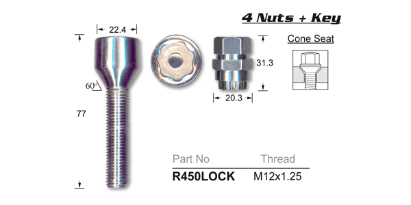 Lock Nuts (set of 4) R450LOCK - Nice Products | Universal Auto Spares