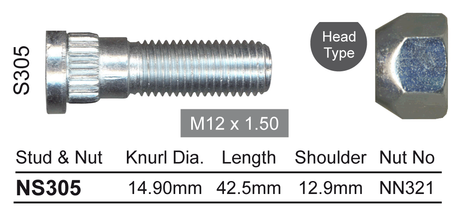 Stud & Nut NS305 - Nice Products | Universal Auto Spares