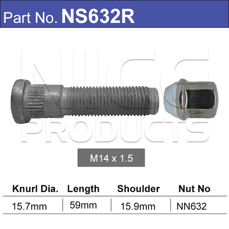 Stud & Nut NS632R - Nice Products | Universal Auto Spares