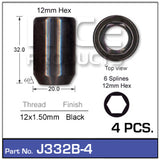 Lock Nuts 4 + Key J332B-4 - Nice Products | Universal Auto Spares