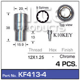 Chrome Nuts (set of 4 + Key) KF413-4 - Nice Products | Universal Auto Spares