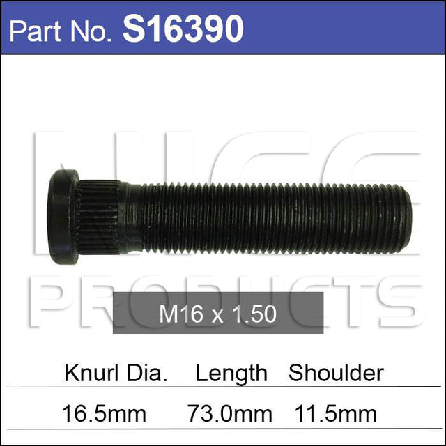 Long wheel stud S16390 - Nice Products | Universal Auto Spares