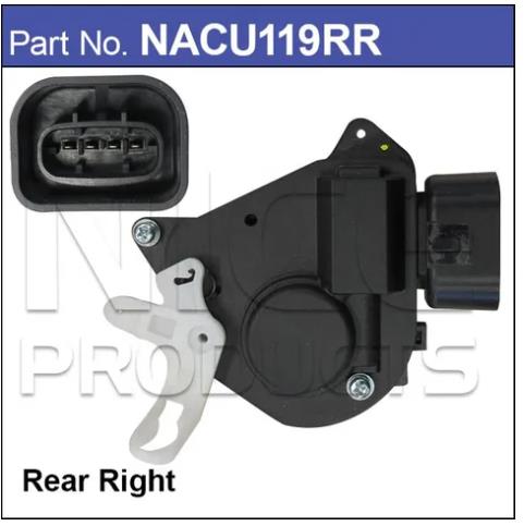 Rear Door Lock Actuator NACU119RR - Nice Products | Universal Auto Spares