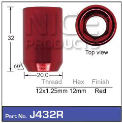 Red Nuts J432R - Nice Products | Universal Auto Spares