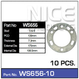 Wheel Spacer 10pcs (5 Pairs) WS656-10 - Nice Products | Universal Auto Spares