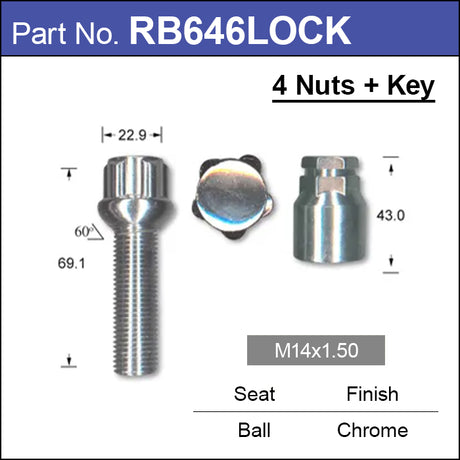Lock Nuts (set of 4) RB646LOCK - Nice Products | Universal Auto Spares