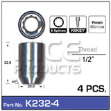 lock nuts (4 pcs + key) K232-4 - Nice Products | Universal Auto Spares
