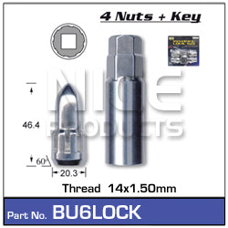 BULLET Lock (4) Nuts BU6LOCK - Nice Products | Universal Auto Spares