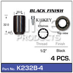 lock nuts (4 pcs + key) K232B-4 - Nice Products | Universal Auto Spares