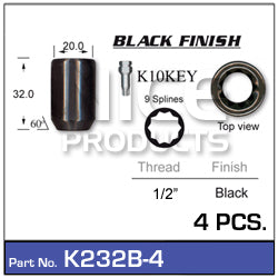 lock nuts (4 pcs + key) K232B-4 - Nice Products | Universal Auto Spares