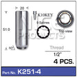 Lock nuts (4 pcs + key) K251-4 - Nice Products | Universal Auto Spares