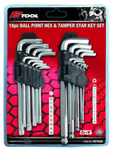 18 Pieces Metric Ball End Hex & Tamper Proof Star Key Set - PKTool | Universal Auto Spares