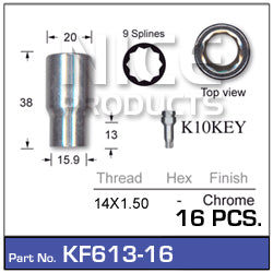 Chrome Nuts KF613-16 - Nice Products | Universal Auto Spares