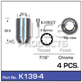 lock nuts (4 pcs + key) K139-4 - Nice Products | Universal Auto Spares
