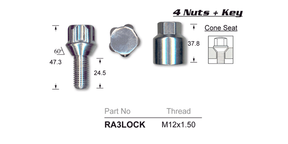 Lock Nuts (set of 4) RA3LOCK - Nice Products | Universal Auto Spares
