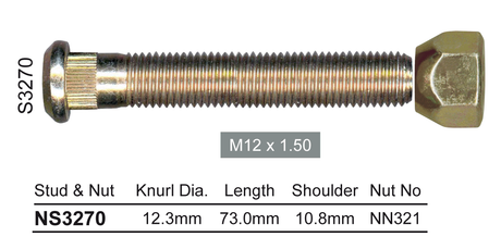 Long Stud & Nut NS3270 - Nice Products | Universal Auto Spares