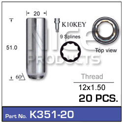Wheel Nuts Pack (20) K351-20 - Nice Products | Universal Auto Spares