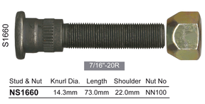 Long Stud & Nut NS1660 - Nice Products | Universal Auto Spares