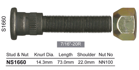 Long Stud & Nut NS1660 - Nice Products | Universal Auto Spares