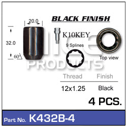 K NUTS BLACK pk(4) K432B-4 - Nice Products | Universal Auto Spares