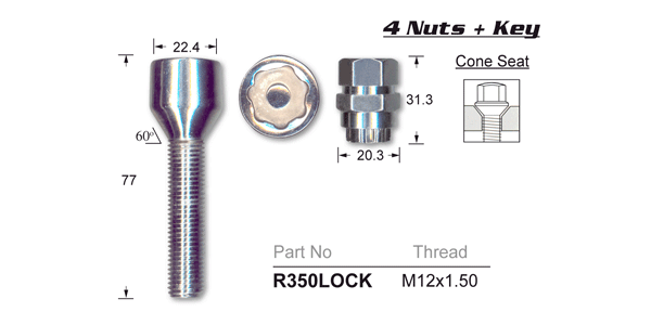 Lock Nuts (Set of 4) R350LOCK - Nice Products | Universal Auto Spares