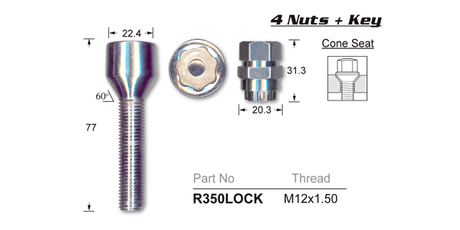 Lock Nuts (Set of 4) R350LOCK - Nice Products | Universal Auto Spares
