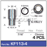 Chrome Nuts (set of 4) KF113-4 - Nice Products | Universal Auto Spares