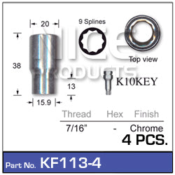 Chrome Nuts (set of 4) KF113-4 - Nice Products | Universal Auto Spares