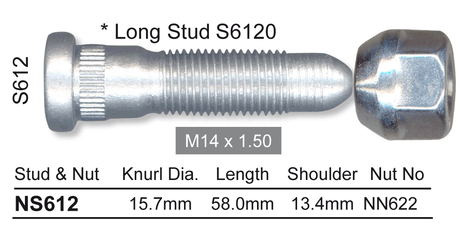 Stud & Nut NS612 - Nice Products | Universal Auto Spares