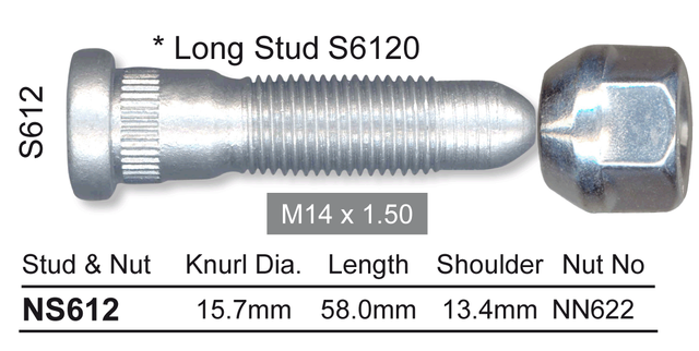 Stud & Nut NS612 - Nice Products | Universal Auto Spares