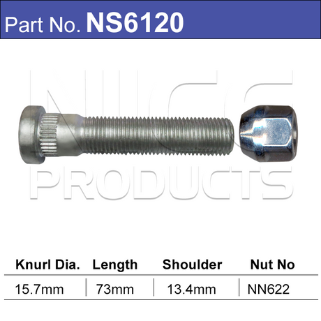 Long Stud & Nut NS6120 - Nice Products | Universal Auto Spares