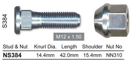 Stud & Nut NS384 - Nice Products | Universal Auto Spares