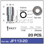 Chrome Nuts (set of 20 + Key) JF113-20 - Nice Products | Universal Auto Spares