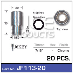 Chrome Nuts (set of 20 + Key) JF113-20 - Nice Products | Universal Auto Spares