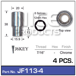 Chrome Nuts (set of 4 + Key) JF113-4 - Nice Products | Universal Auto Spares