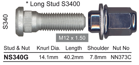 Stud & Nut NS340G - Nice Products | Universal Auto Spares