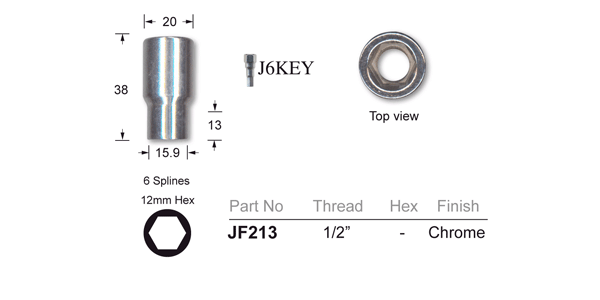 Chrome Nut Thread 1/2 JF213 - Nice Products | Universal Auto Spares