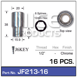 Chrome Nuts (set of 16 + Key) JF213-16 - Nice Products | Universal Auto Spares