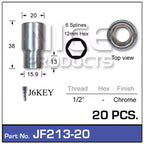 Chrome Nuts (set of 20 + Key) JF213-20 - Nice Products | Universal Auto Spares
