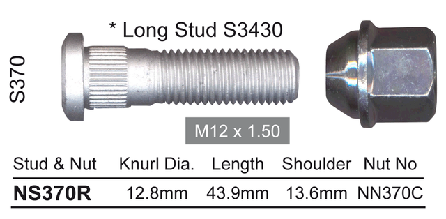 Wheel Stud NS370R - Nice Products | Universal Auto Spares