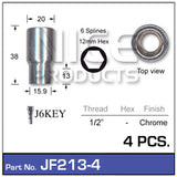 Chrome Nuts (set of 4 + Key) JF213-4 - Nice Products | Universal Auto Spares