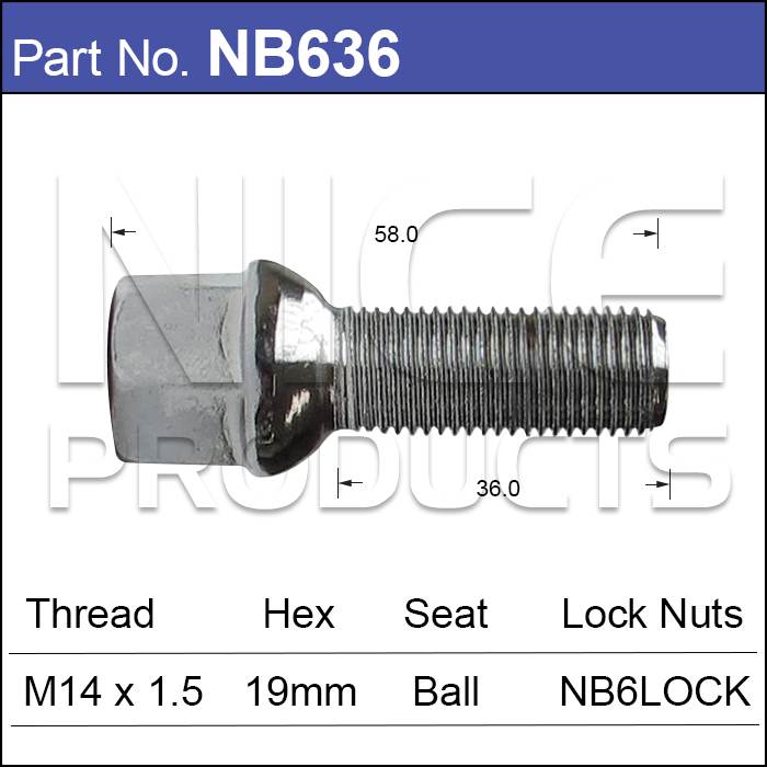 Wheel Bolt NB636 - Nice Products | Universal Auto Spares