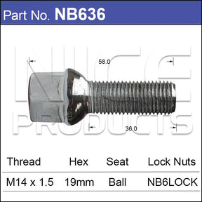 Wheel Bolt NB636 - Nice Products | Universal Auto Spares