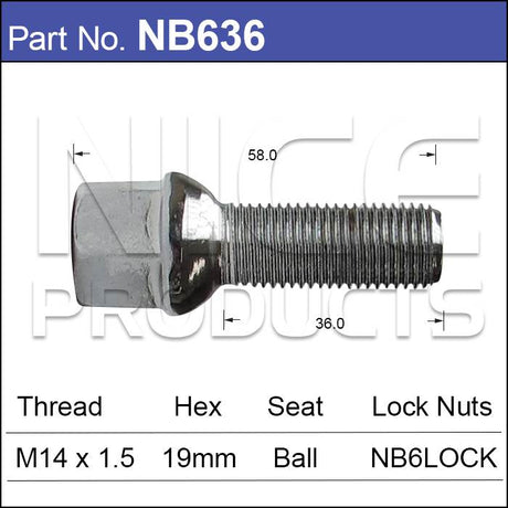 Wheel Bolt NB636 - Nice Products | Universal Auto Spares