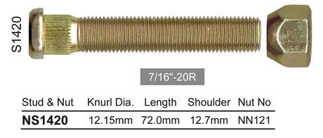 Long Stud & Nut NS1420 - Nice Products | Universal Auto Spares